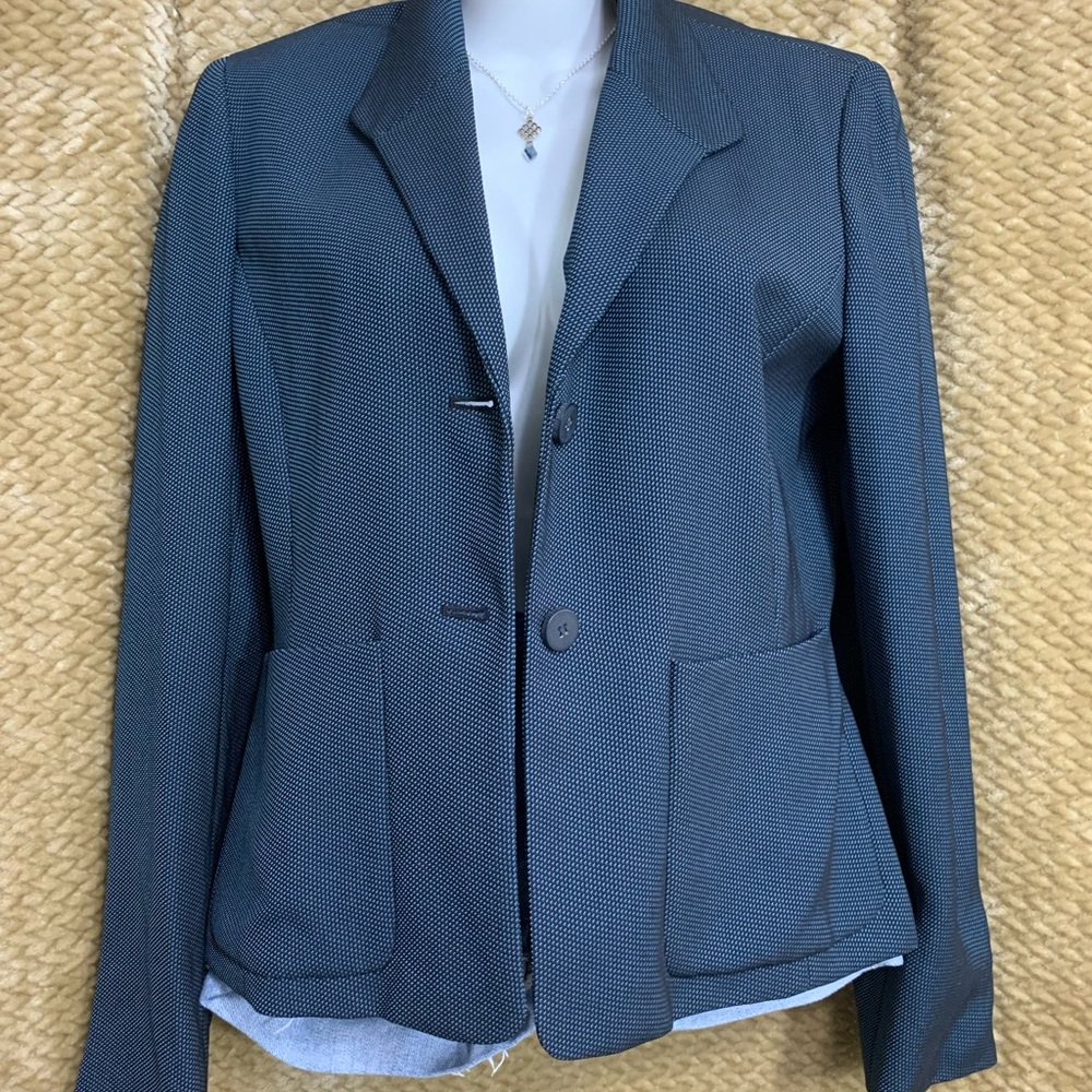 Anne Klein Blue & Black Textured Blazer